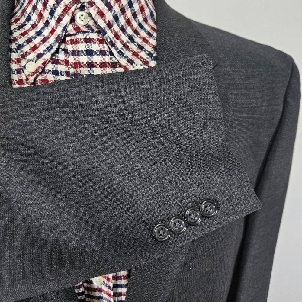 Pronto Uomo Men's Sport Coat Blazer Two Button Lessona Gray Wool Stretch 44L